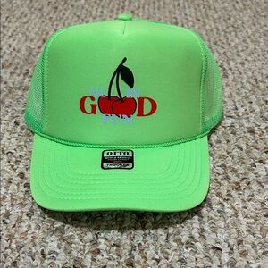 Neon Green Cherry Trucker Hat